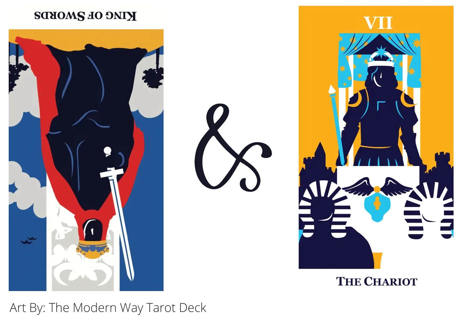 king of swords reversed and the chariot tarot cards together