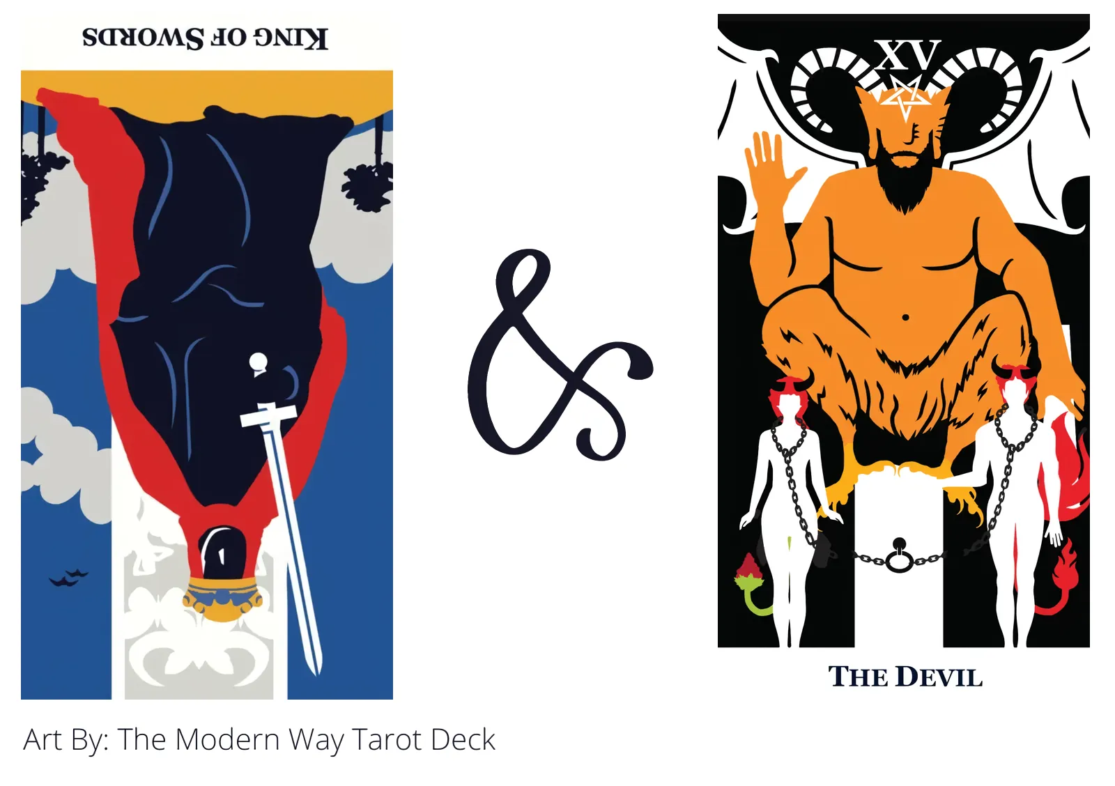 king of swords reversed and the devil tarot cards together