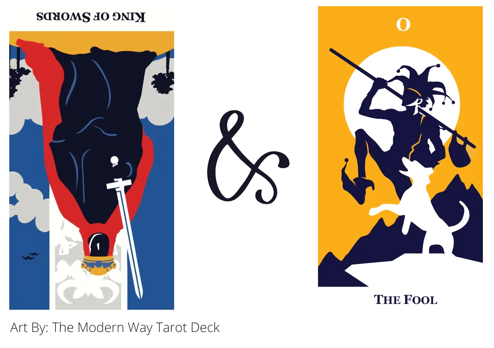 king of swords reversed and the fool tarot cards together