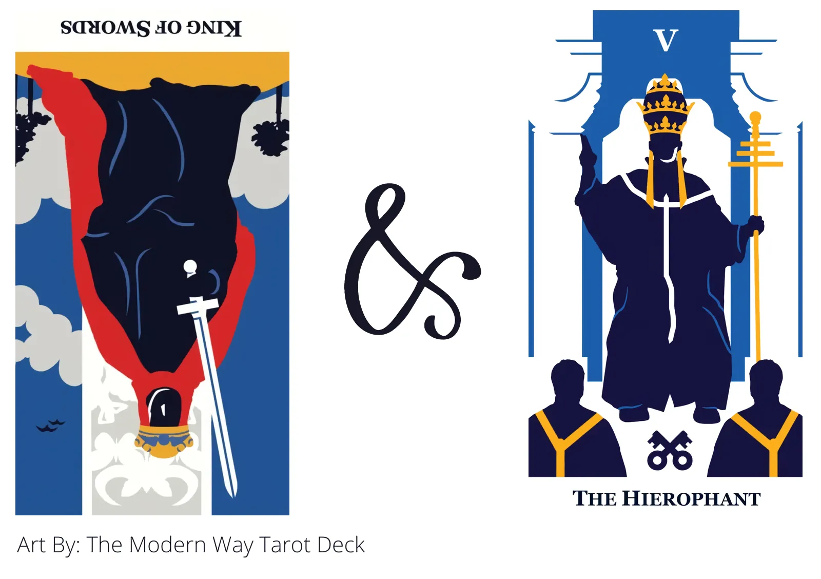 king of swords reversed and the hierophant tarot cards together