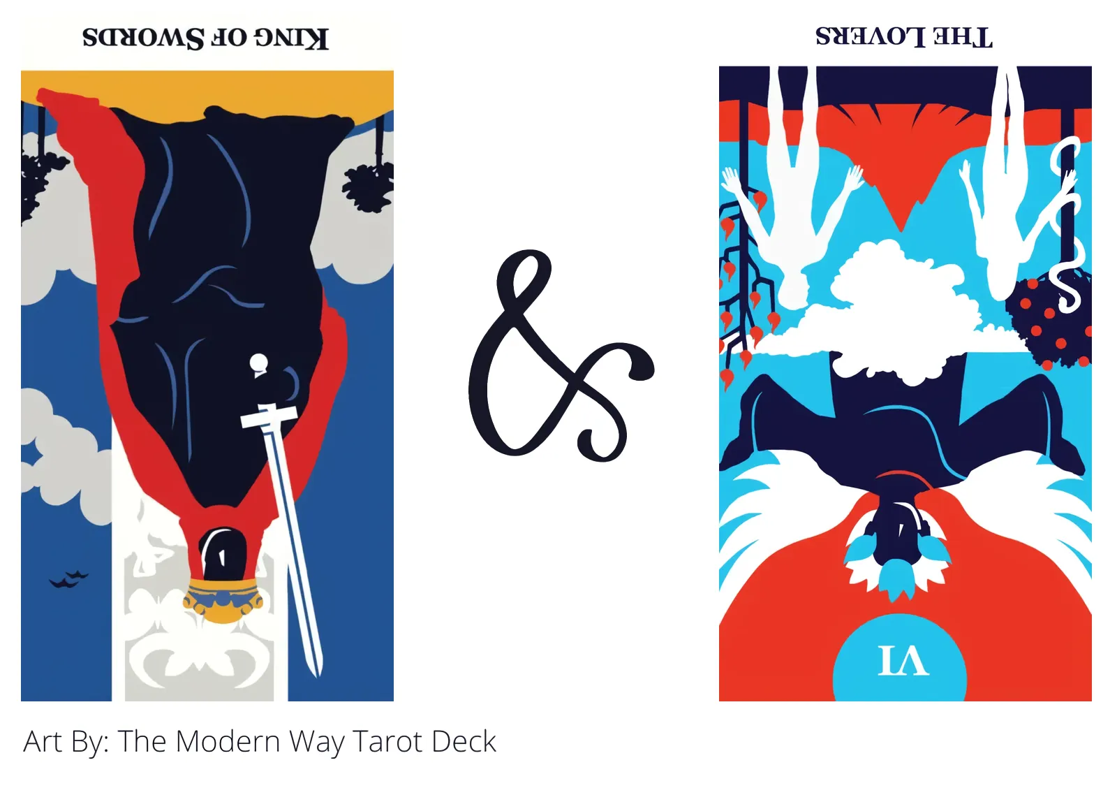 king of swords reversed and the lovers reversed tarot cards together