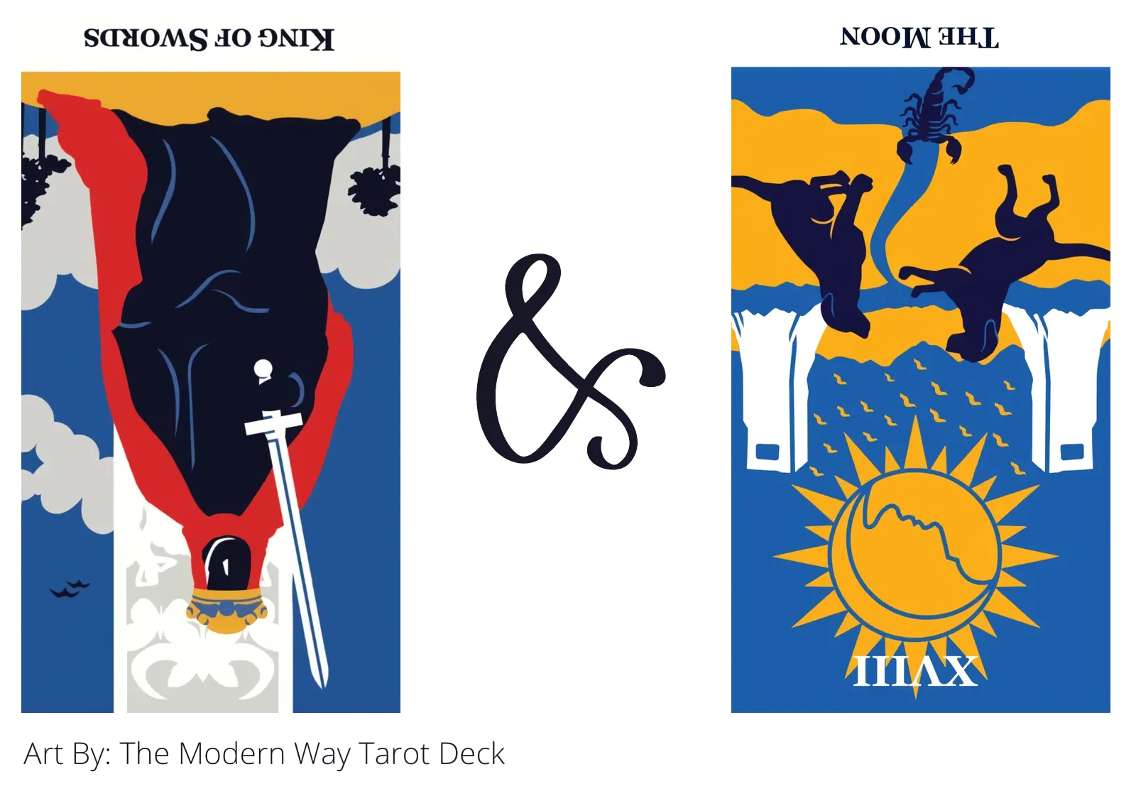 king of swords reversed and the moon reversed tarot cards together