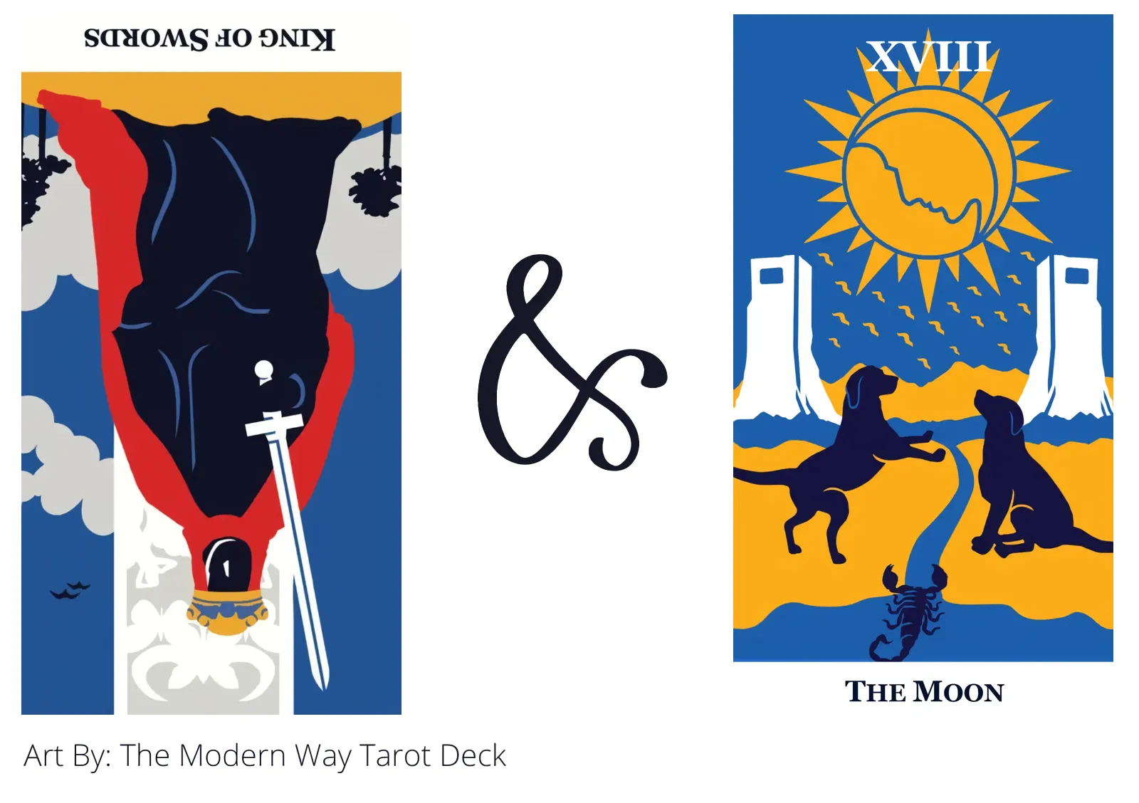 king of swords reversed and the moon tarot cards together
