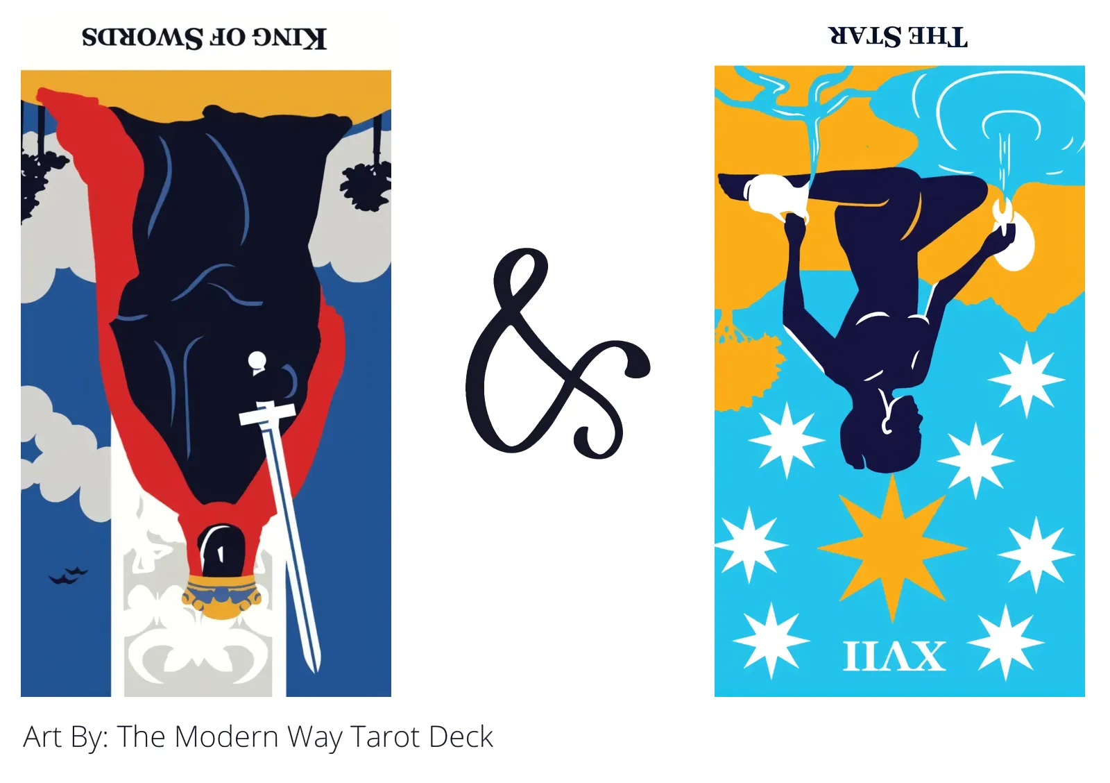 king of swords reversed and the star reversed tarot cards together