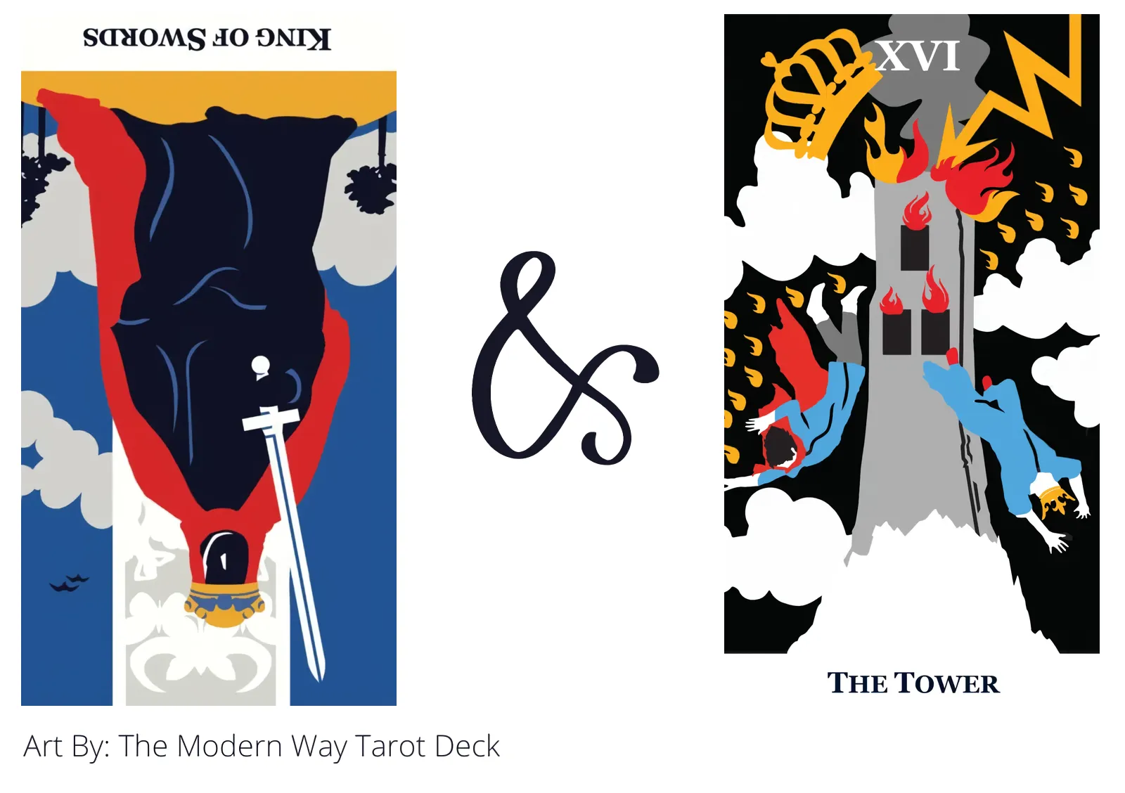king of swords reversed and the tower tarot cards together