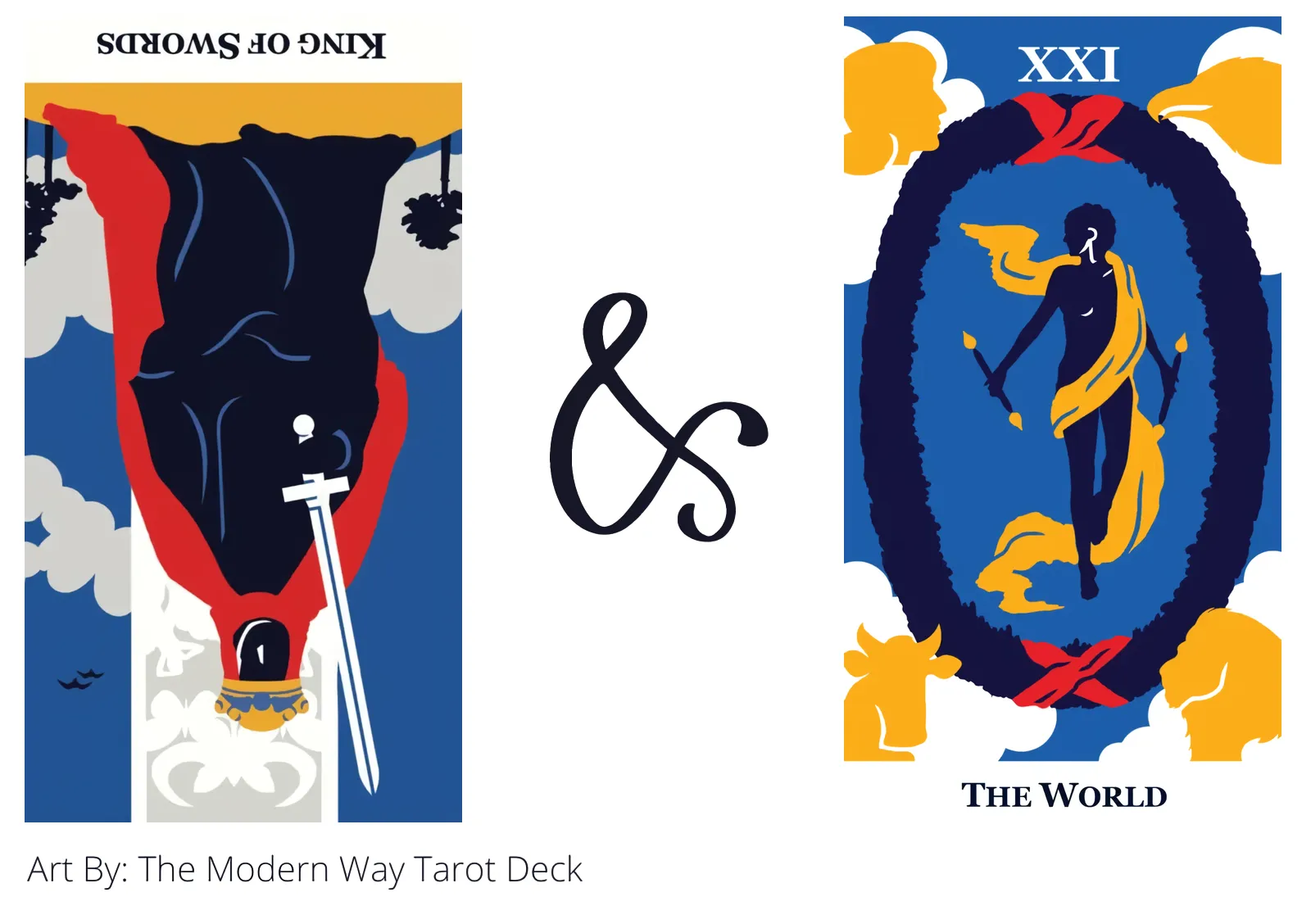 king of swords reversed and the world tarot cards together