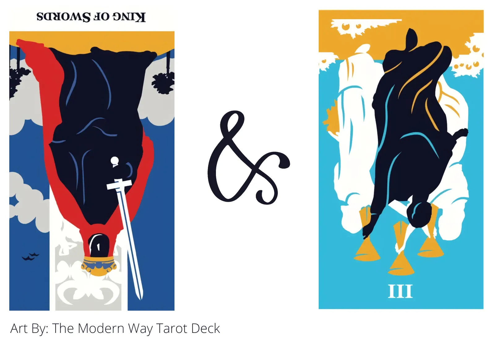 king of swords reversed and three of cups reversed tarot cards together
