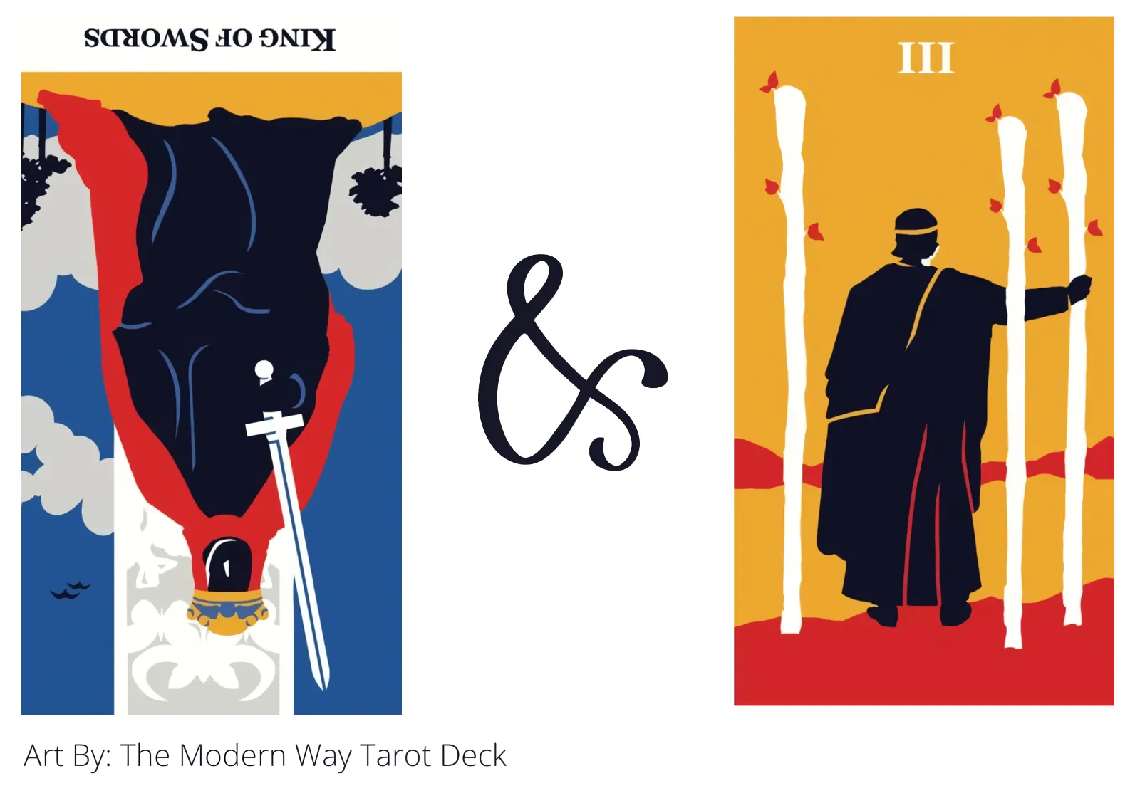 king of swords reversed and three of wands tarot cards together
