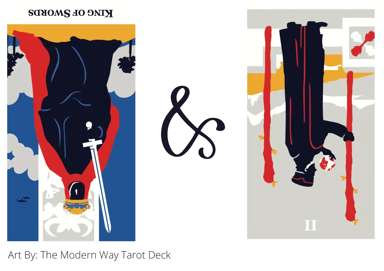 king of swords reversed and two of wands reversed tarot cards together