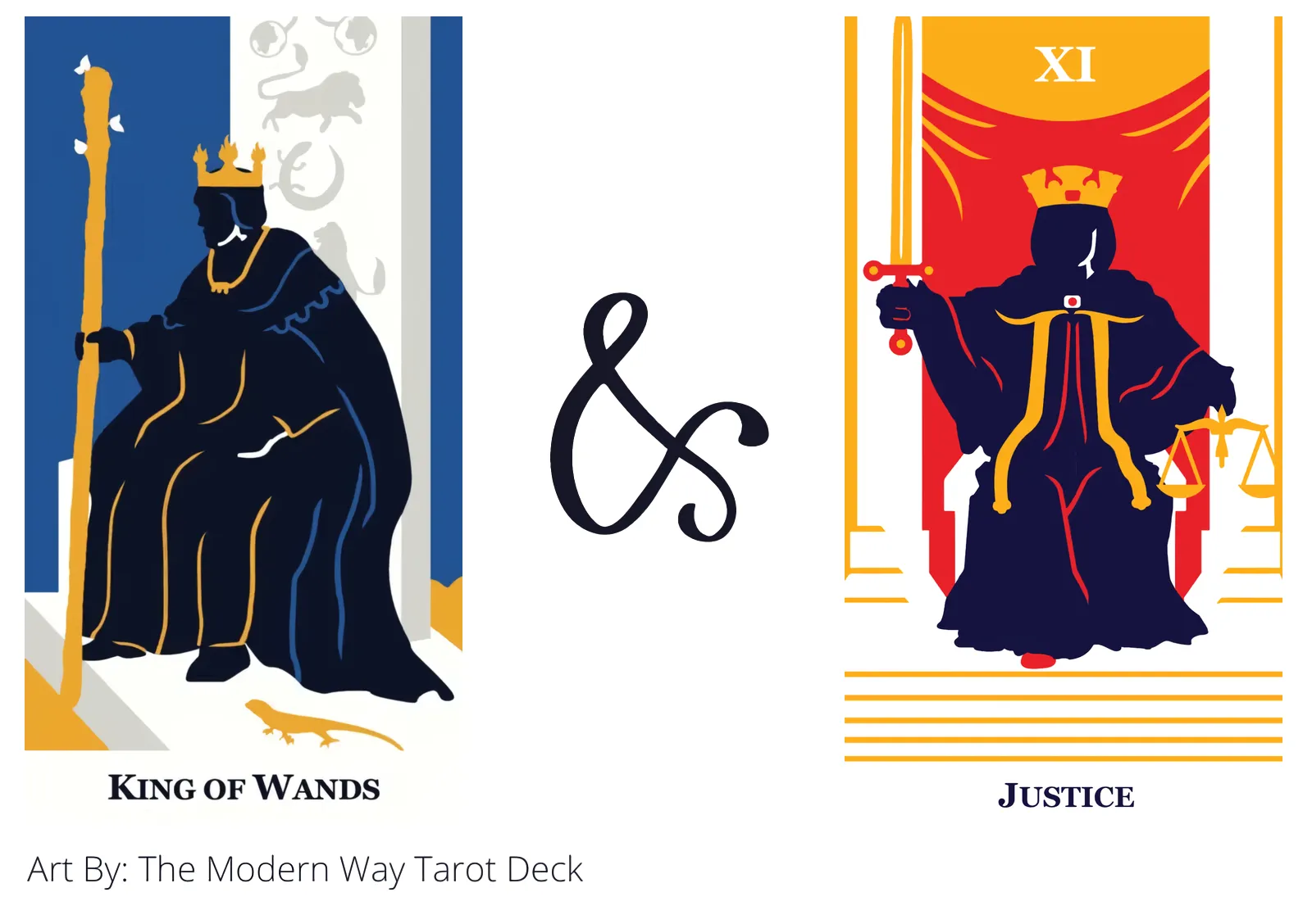 king of wands and justice tarot cards together