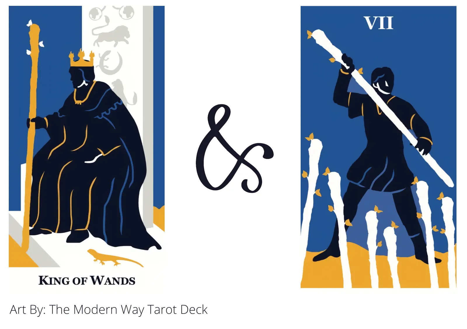 king of wands and seven of wands tarot cards together