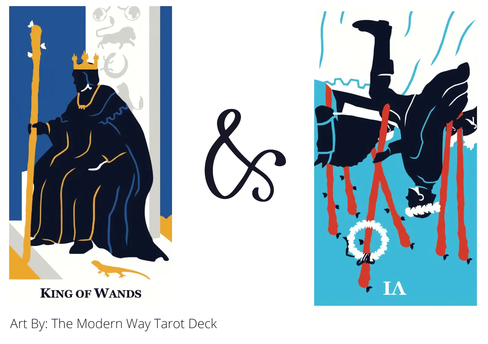 king of wands and six of wands reversed tarot cards together