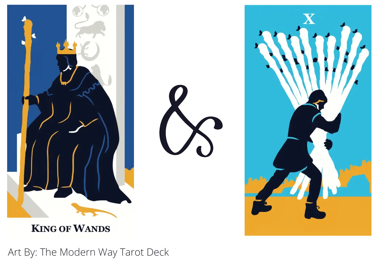 king of wands and ten of wands tarot cards together