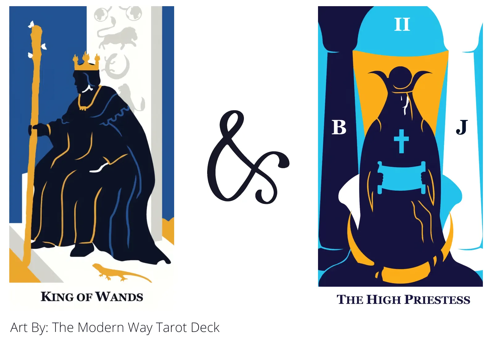 king of wands and the high priestess tarot cards together