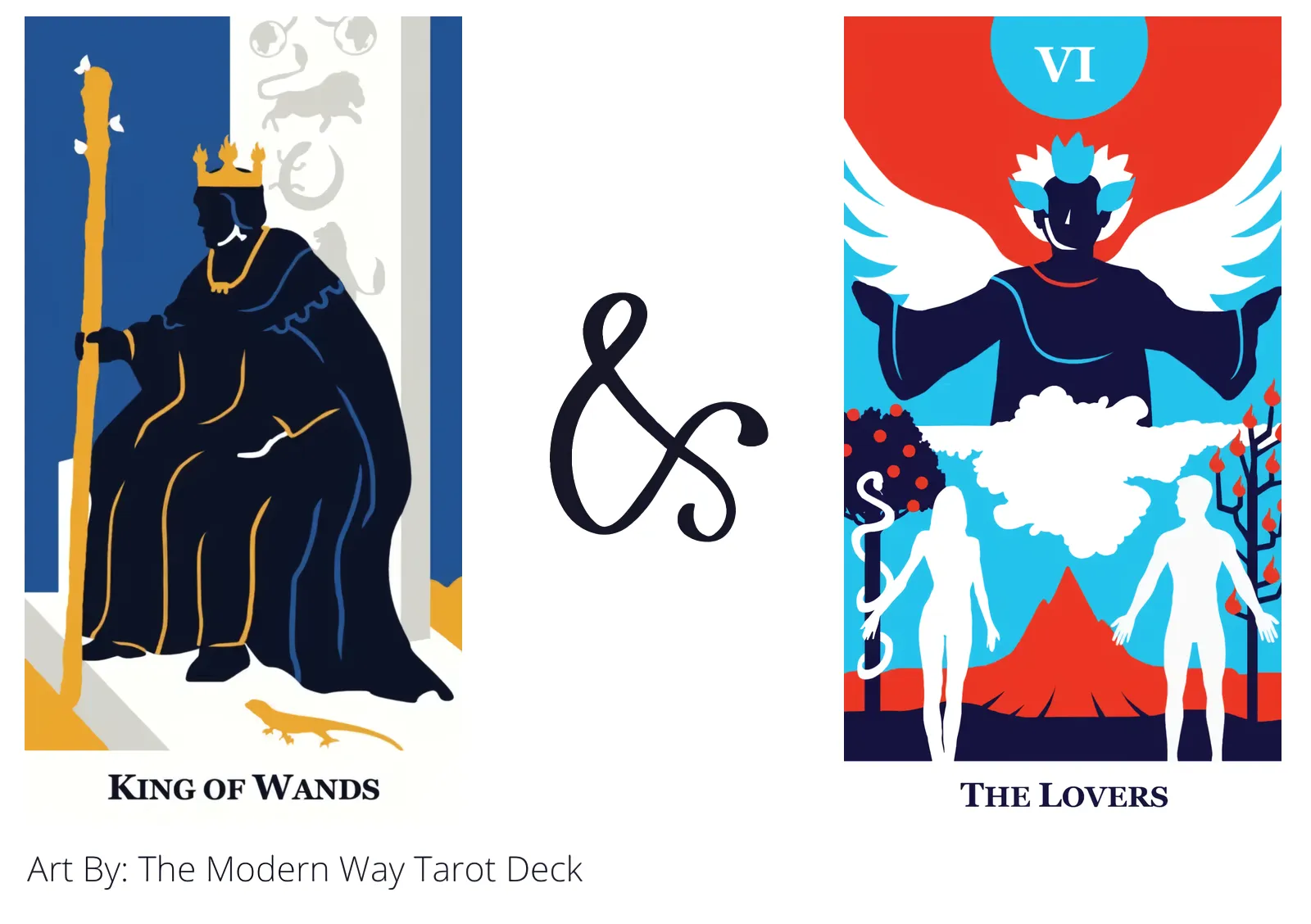 king of wands and the lovers tarot cards together