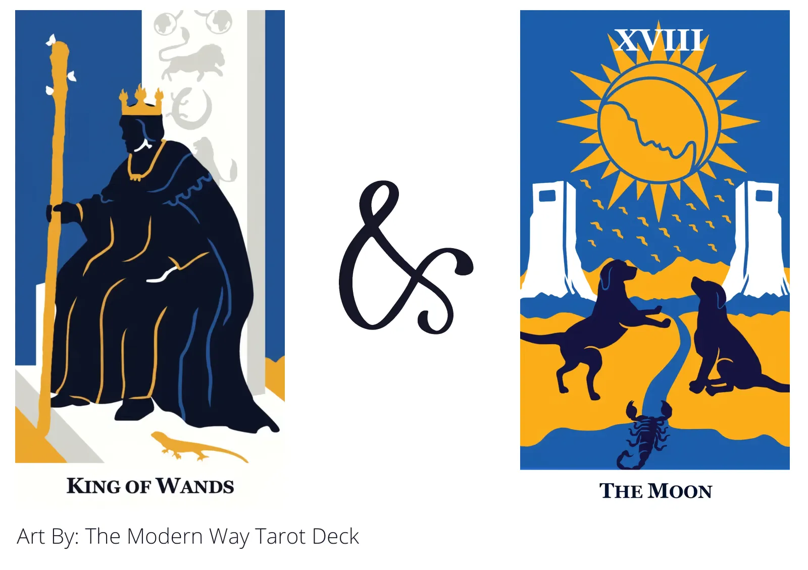 king of wands and the moon tarot cards together