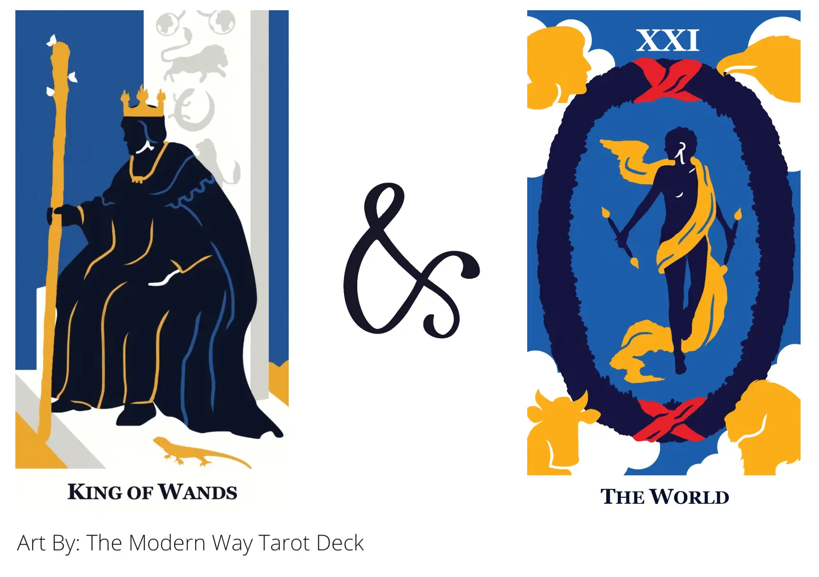king of wands and the world tarot cards together