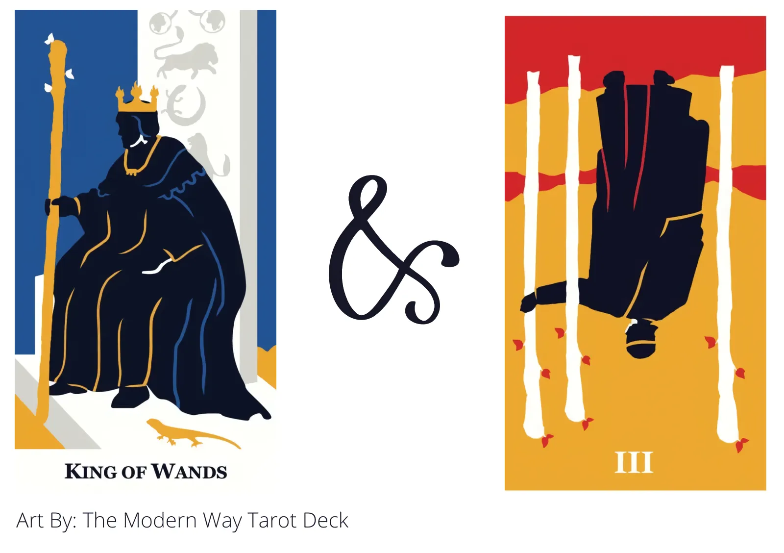 king of wands and three of wands reversed tarot cards together