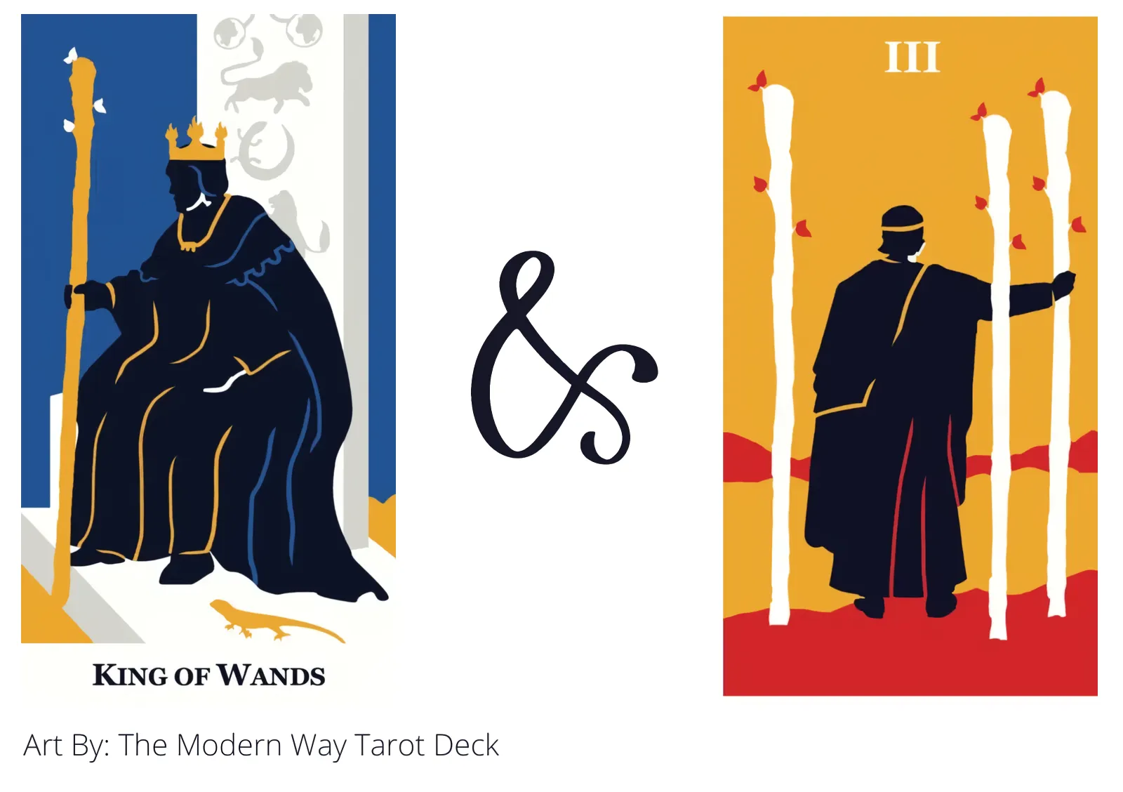 king of wands and three of wands tarot cards together