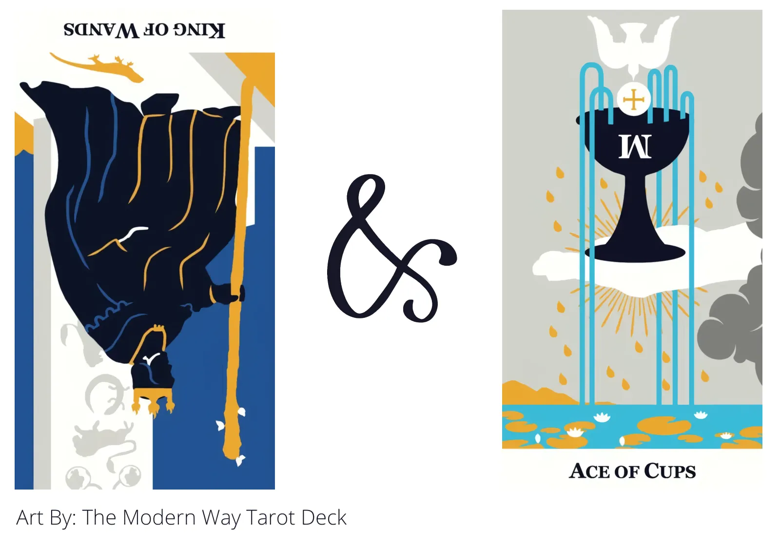 king of wands reversed and ace of cups tarot cards together
