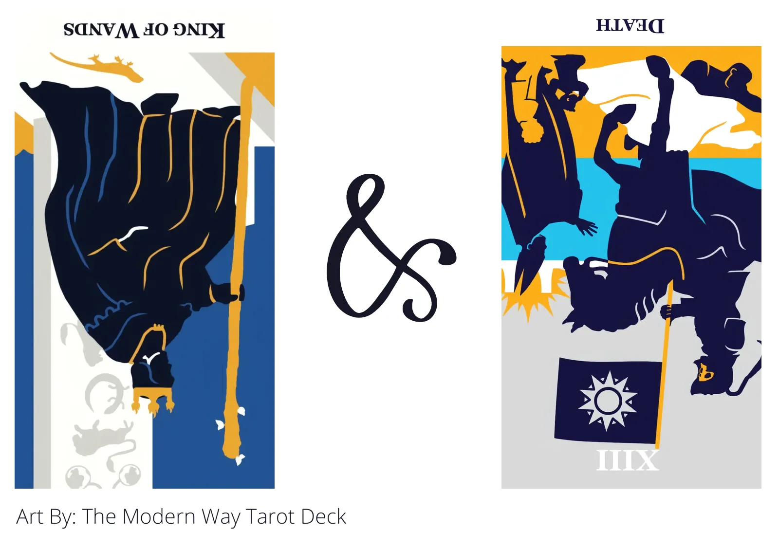 king of wands reversed and death reversed tarot cards together