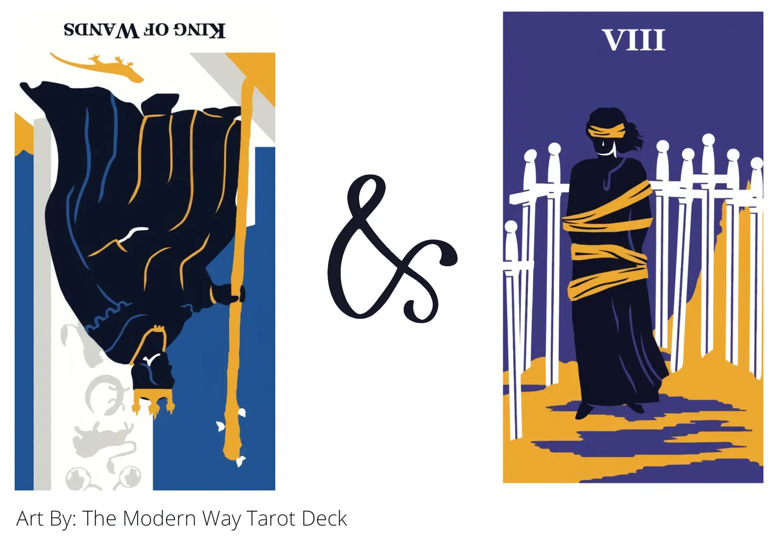 king of wands reversed and eight of swords tarot cards together