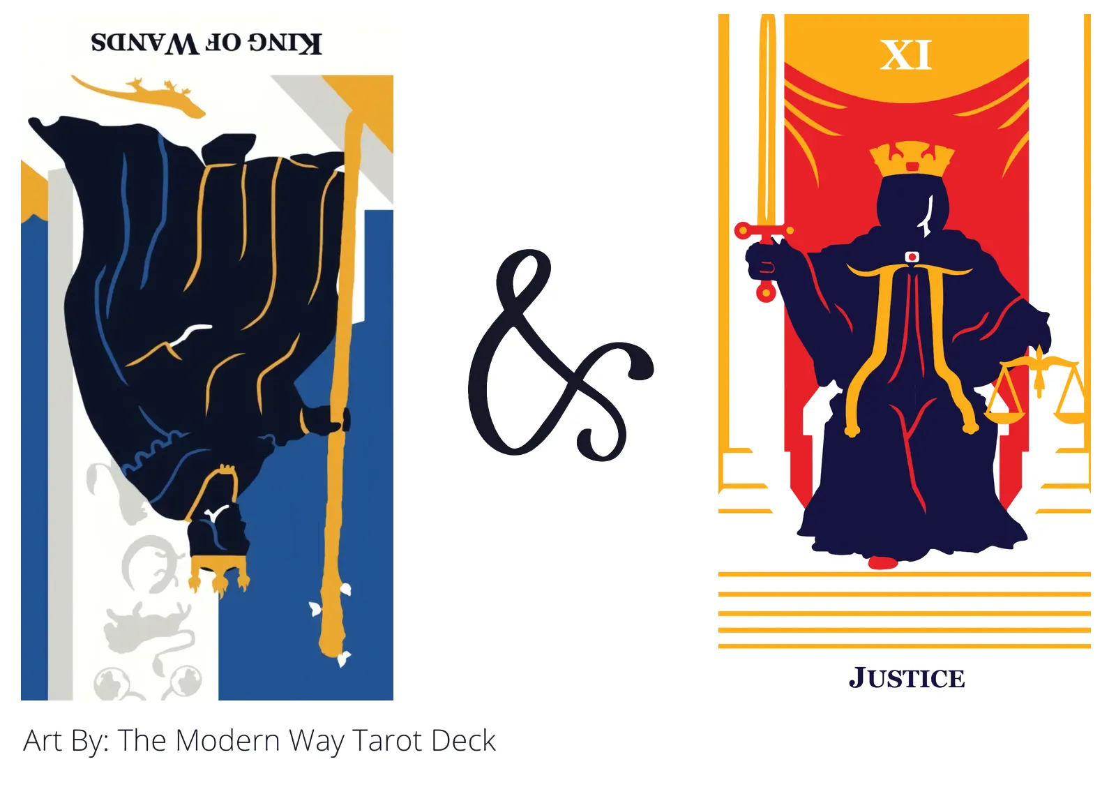 king of wands reversed and justice tarot cards together