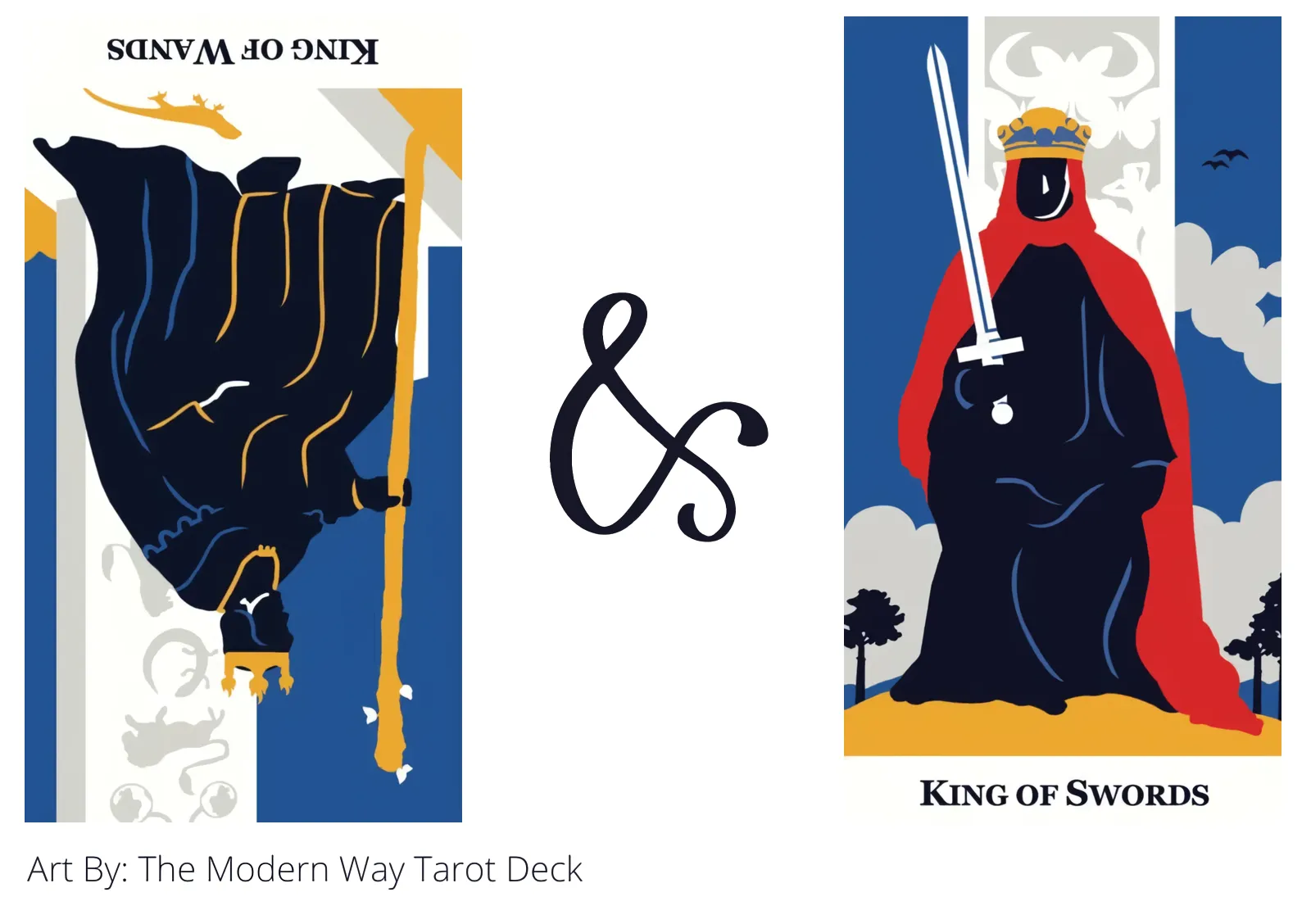 king of wands reversed and king of swords tarot cards together