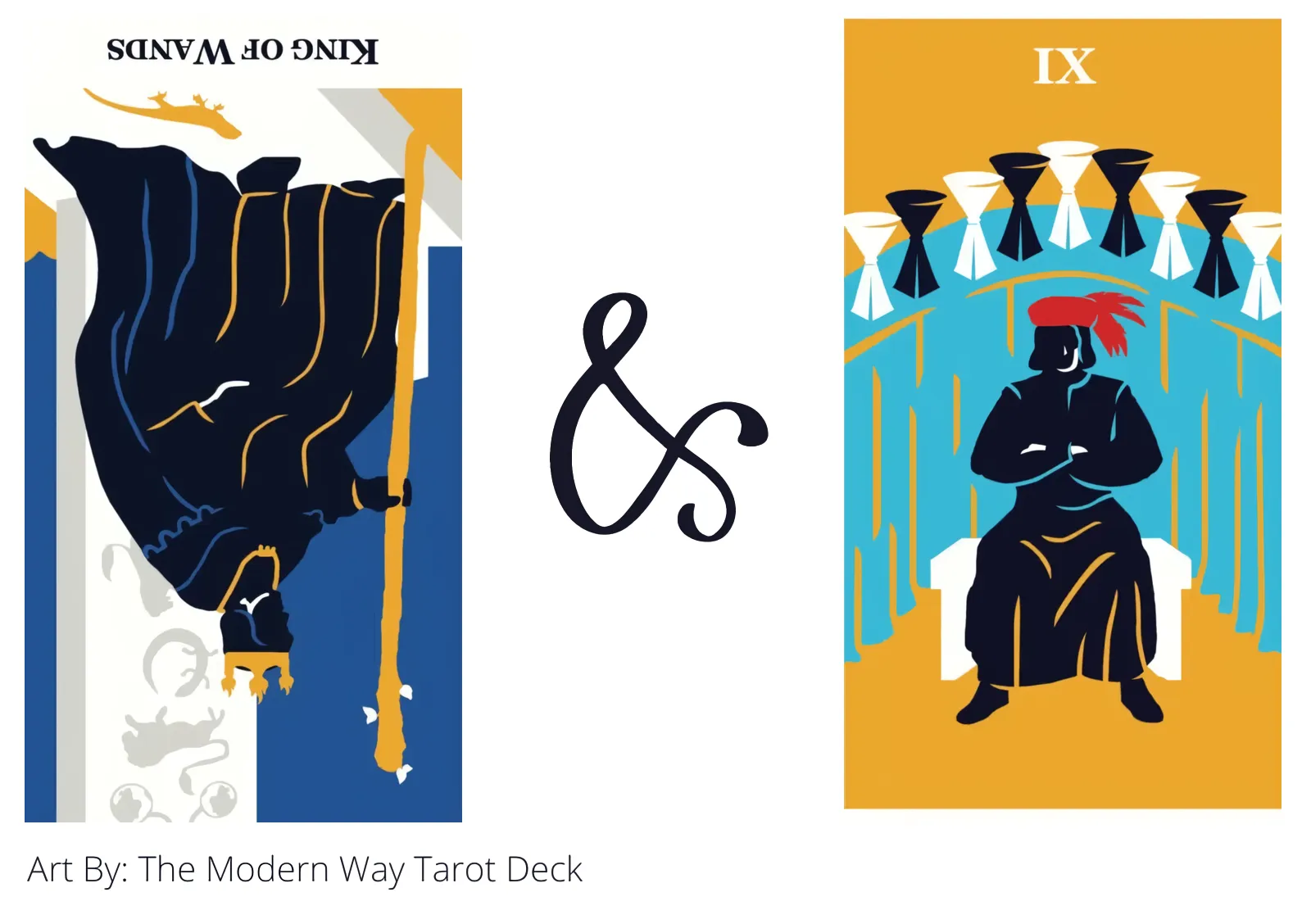 king of wands reversed and nine of cups tarot cards together