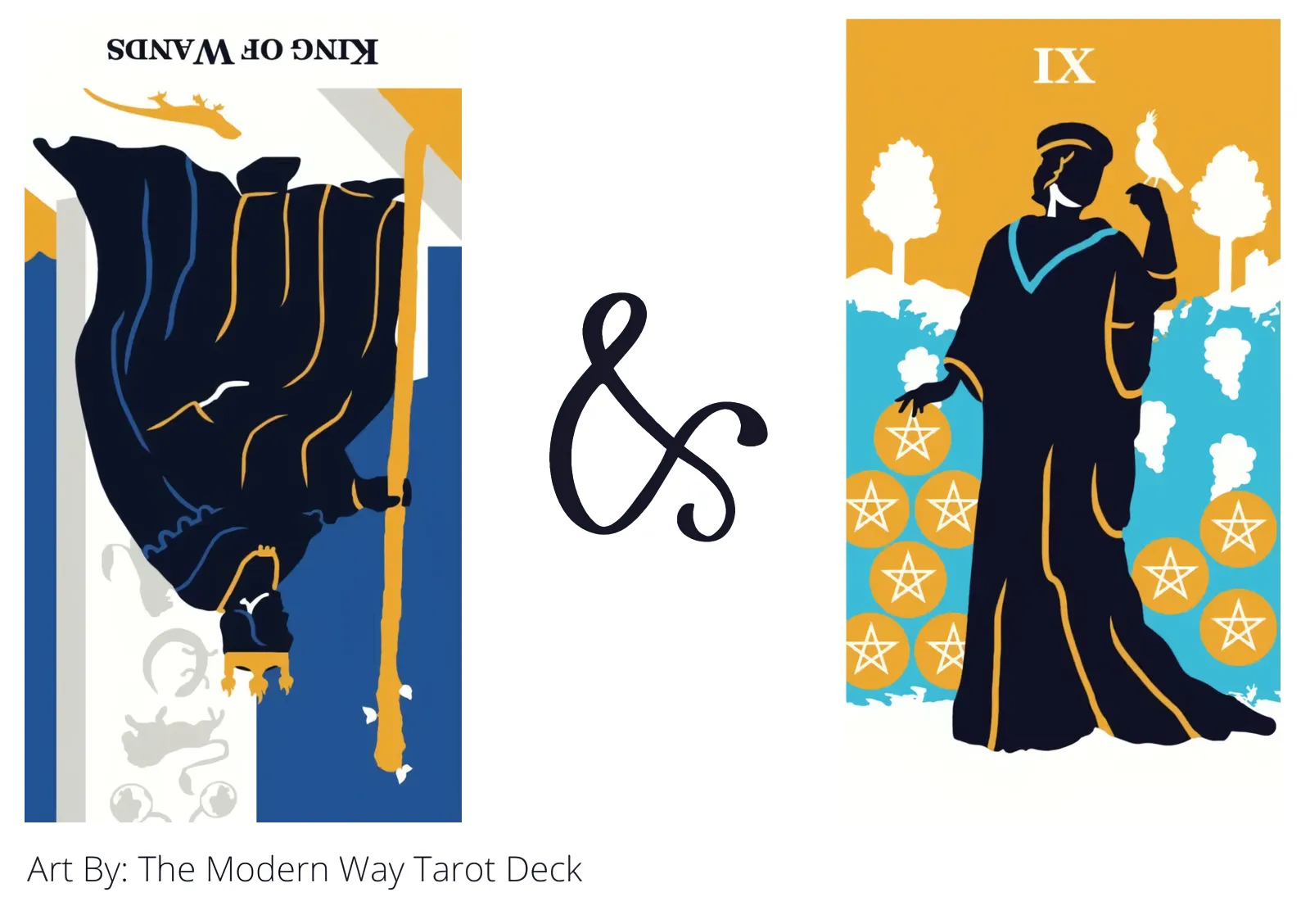 king of wands reversed and nine of pentacles tarot cards together