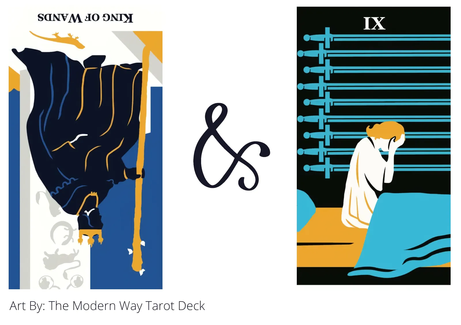 king of wands reversed and nine of swords tarot cards together