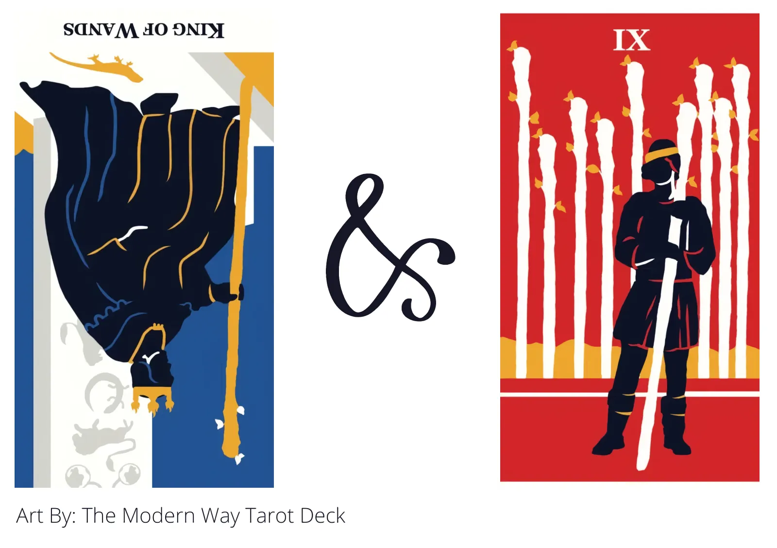king of wands reversed and nine of wands tarot cards together