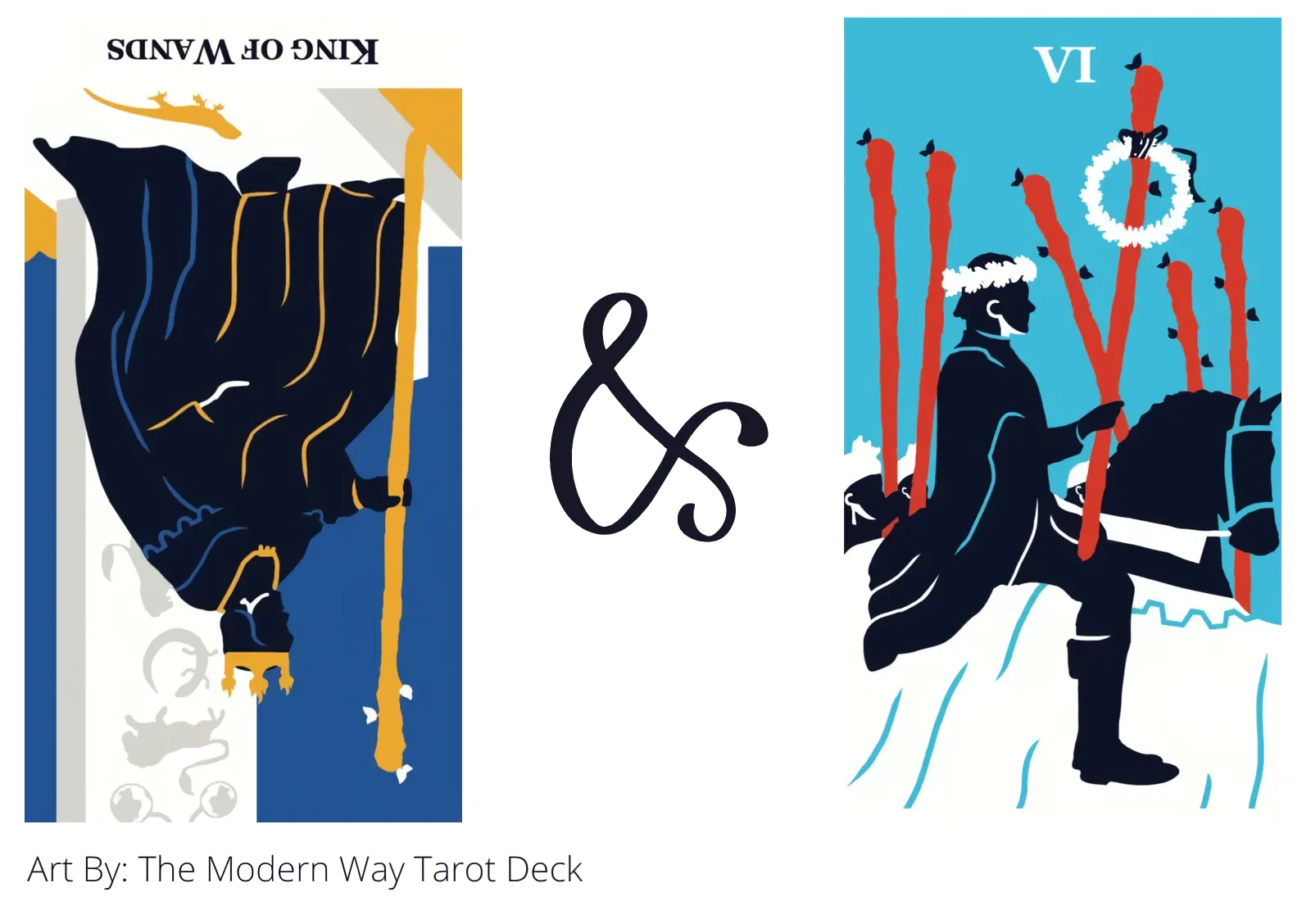 king of wands reversed and six of wands tarot cards together