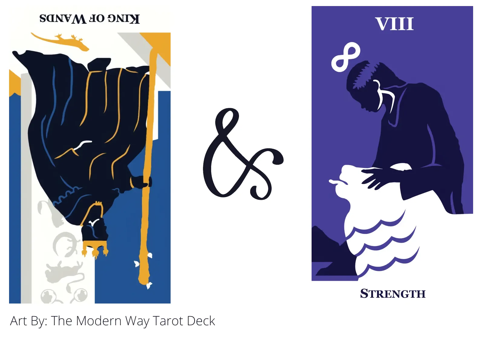 king of wands reversed and strength tarot cards together