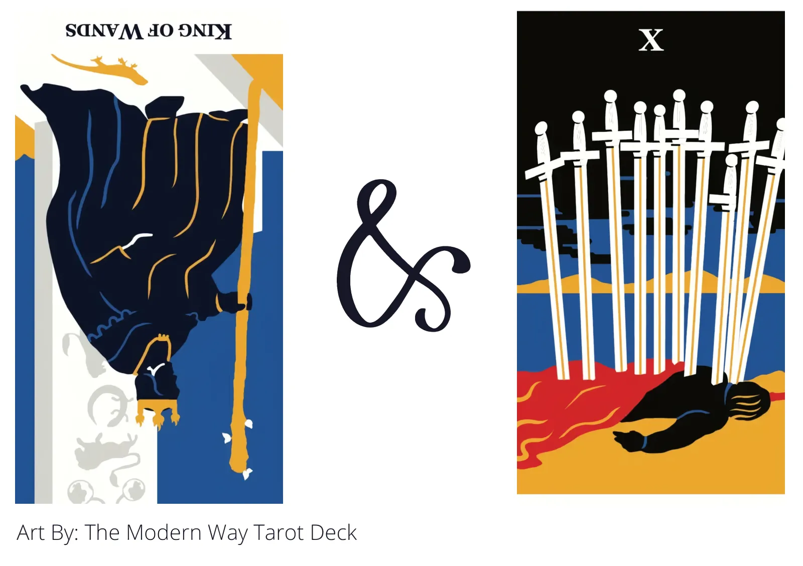 king of wands reversed and ten of swords tarot cards together