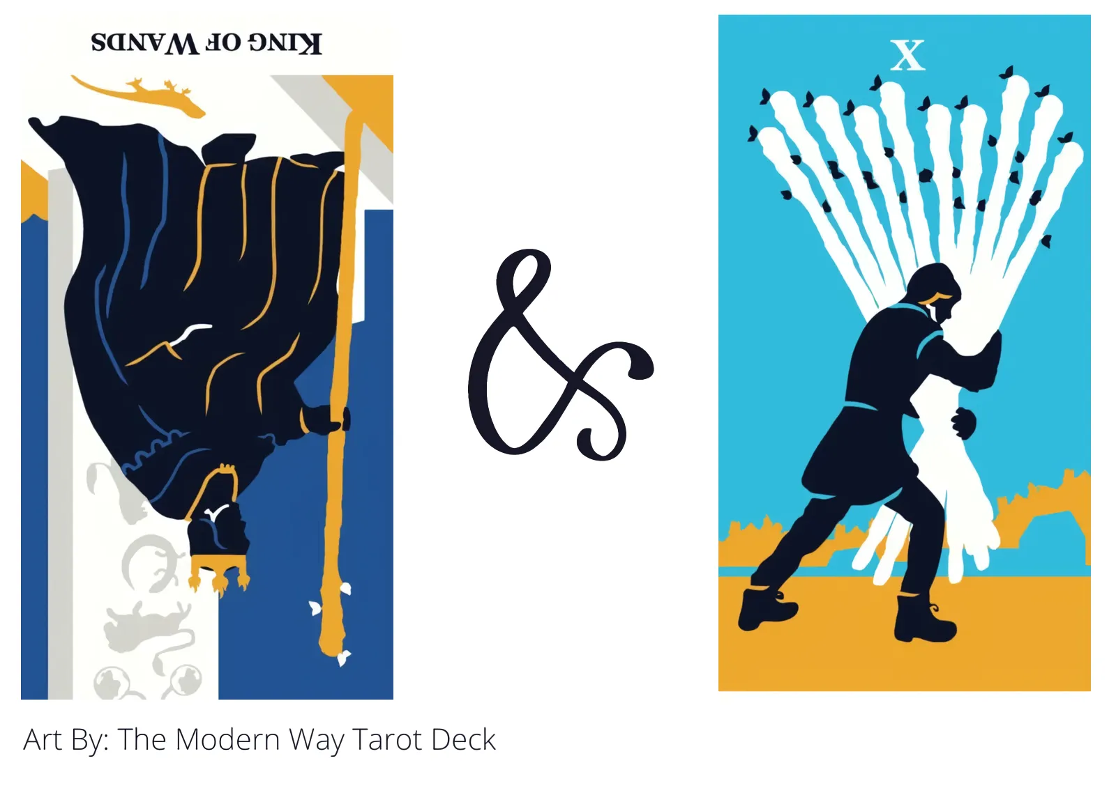 king of wands reversed and ten of wands tarot cards together