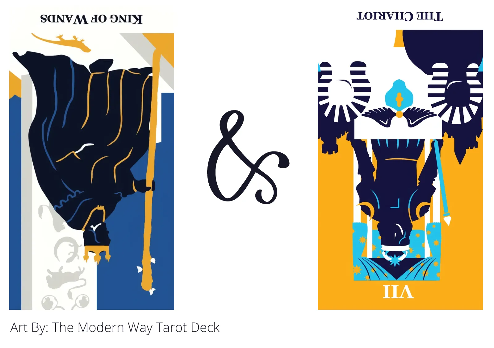 king of wands reversed and the chariot reversed tarot cards together