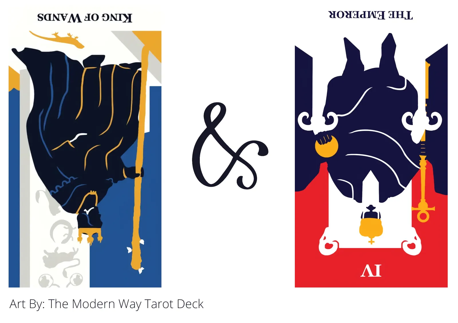 king of wands reversed and the emperor reversed tarot cards together