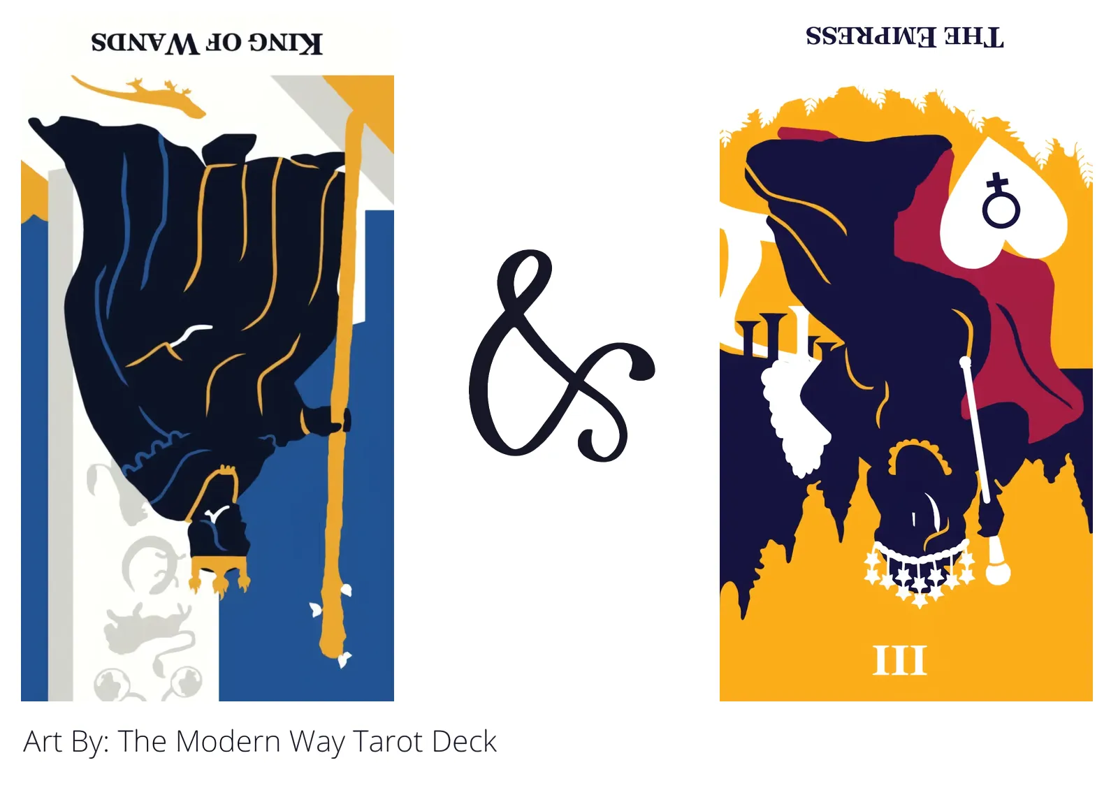king of wands reversed and the empress reversed tarot cards together