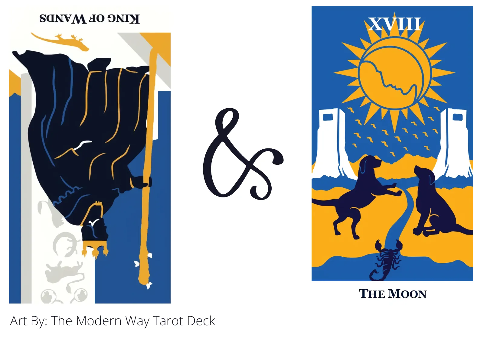 king of wands reversed and the moon tarot cards together