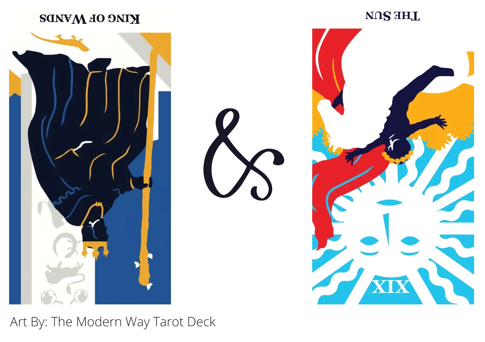 king of wands reversed and the sun reversed tarot cards together