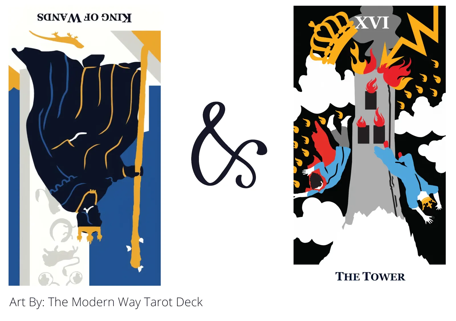 king of wands reversed and the tower tarot cards together