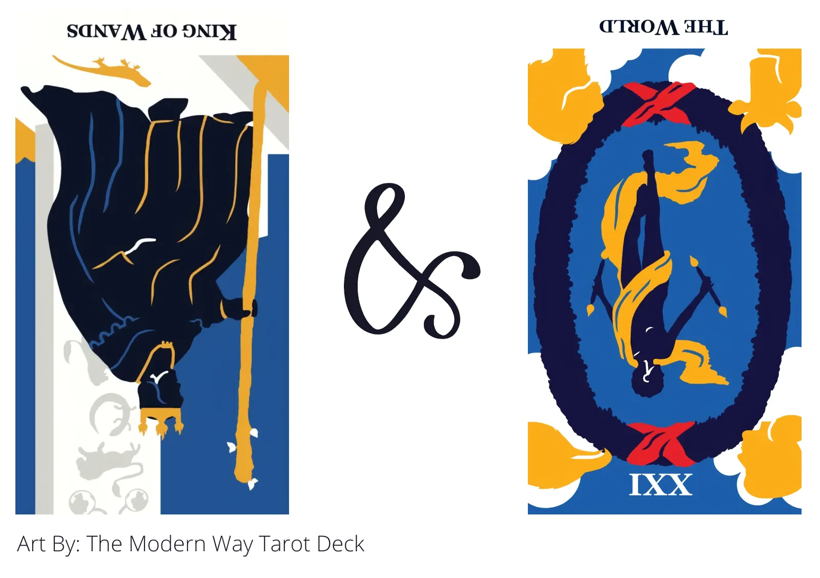 king of wands reversed and the world reversed tarot cards together