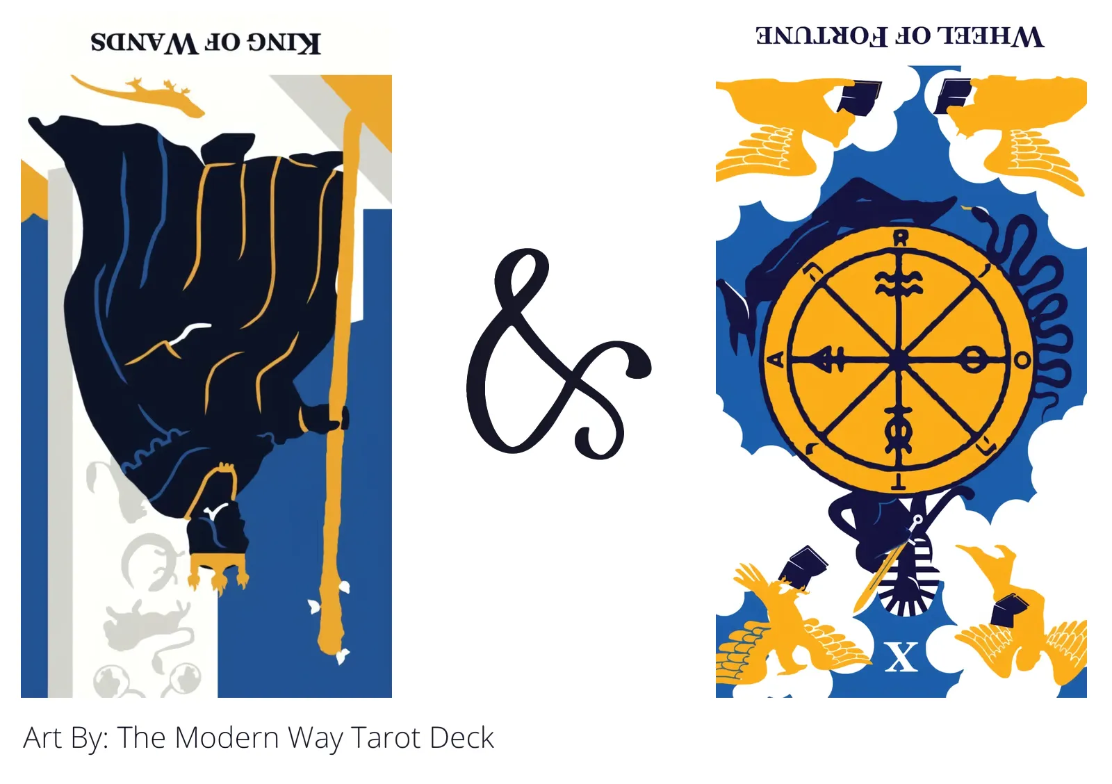king of wands reversed and wheel of fortune reversed tarot cards together