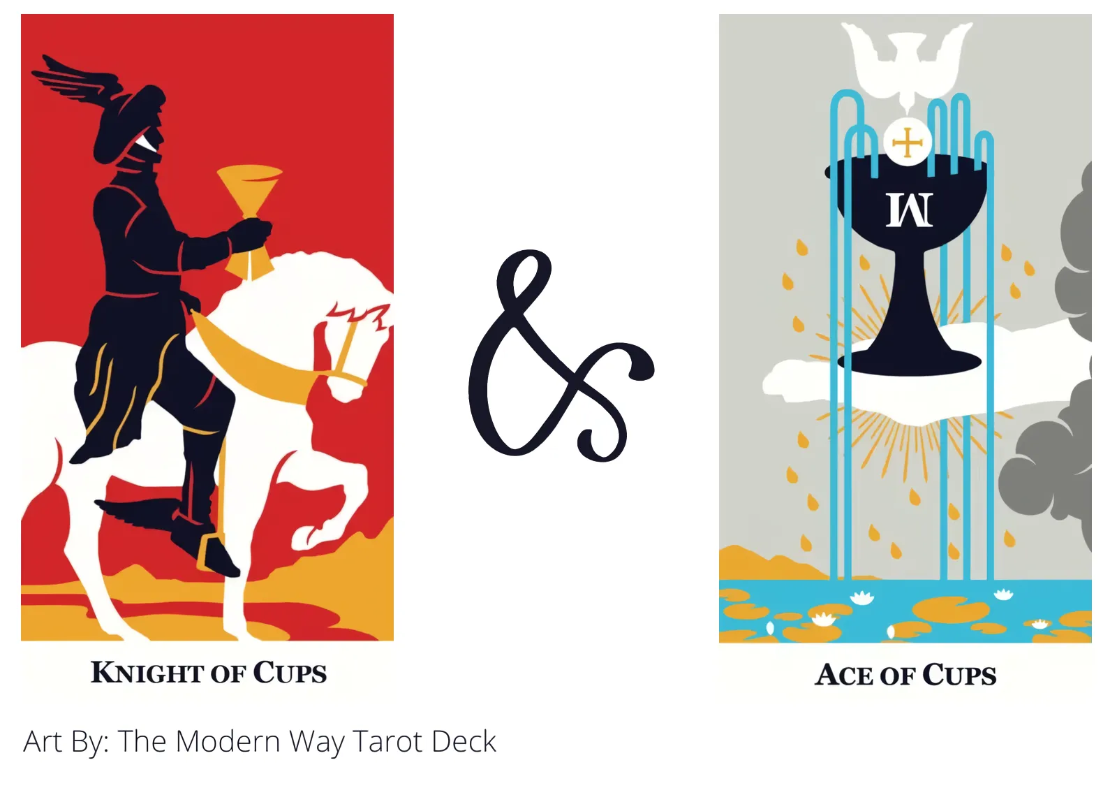 knight of cups and ace of cups tarot cards together
