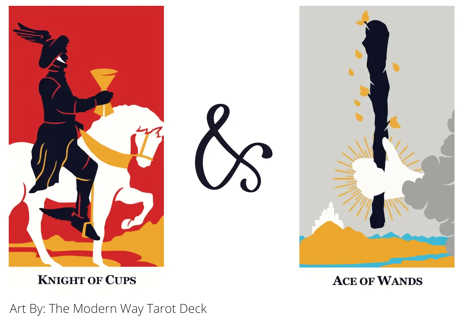 knight of cups and ace of wands tarot cards together