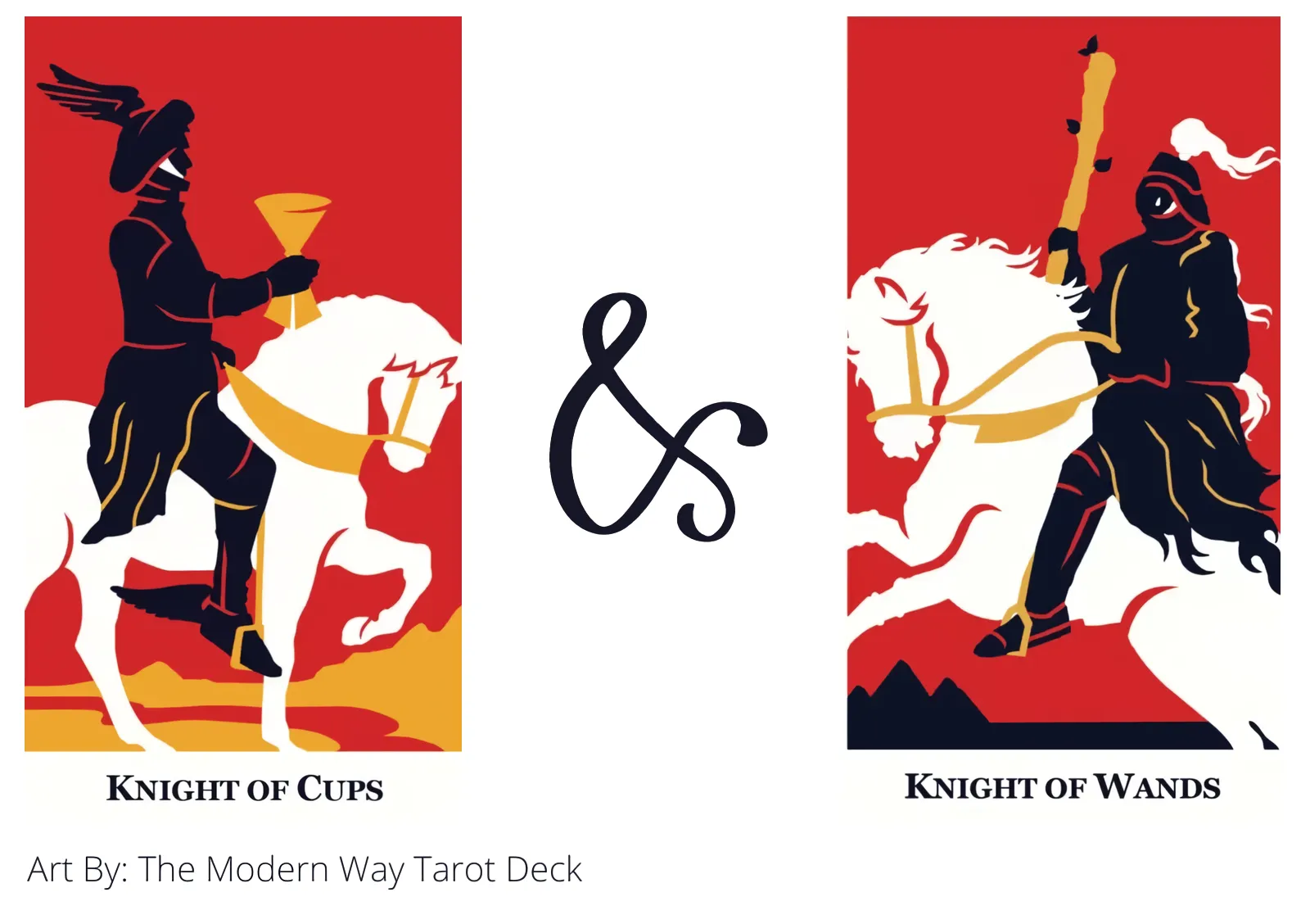 knight of cups and knight of wands tarot cards together