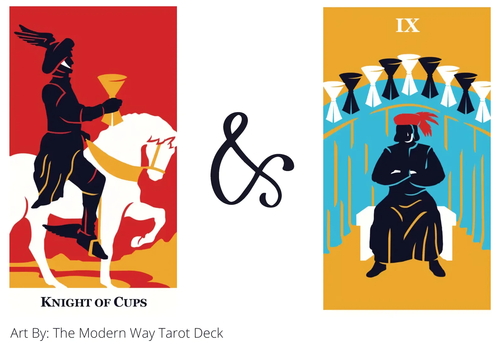 knight of cups and nine of cups tarot cards together
