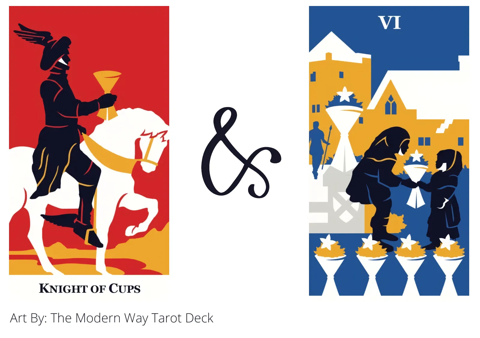 knight of cups and six of cups tarot cards together