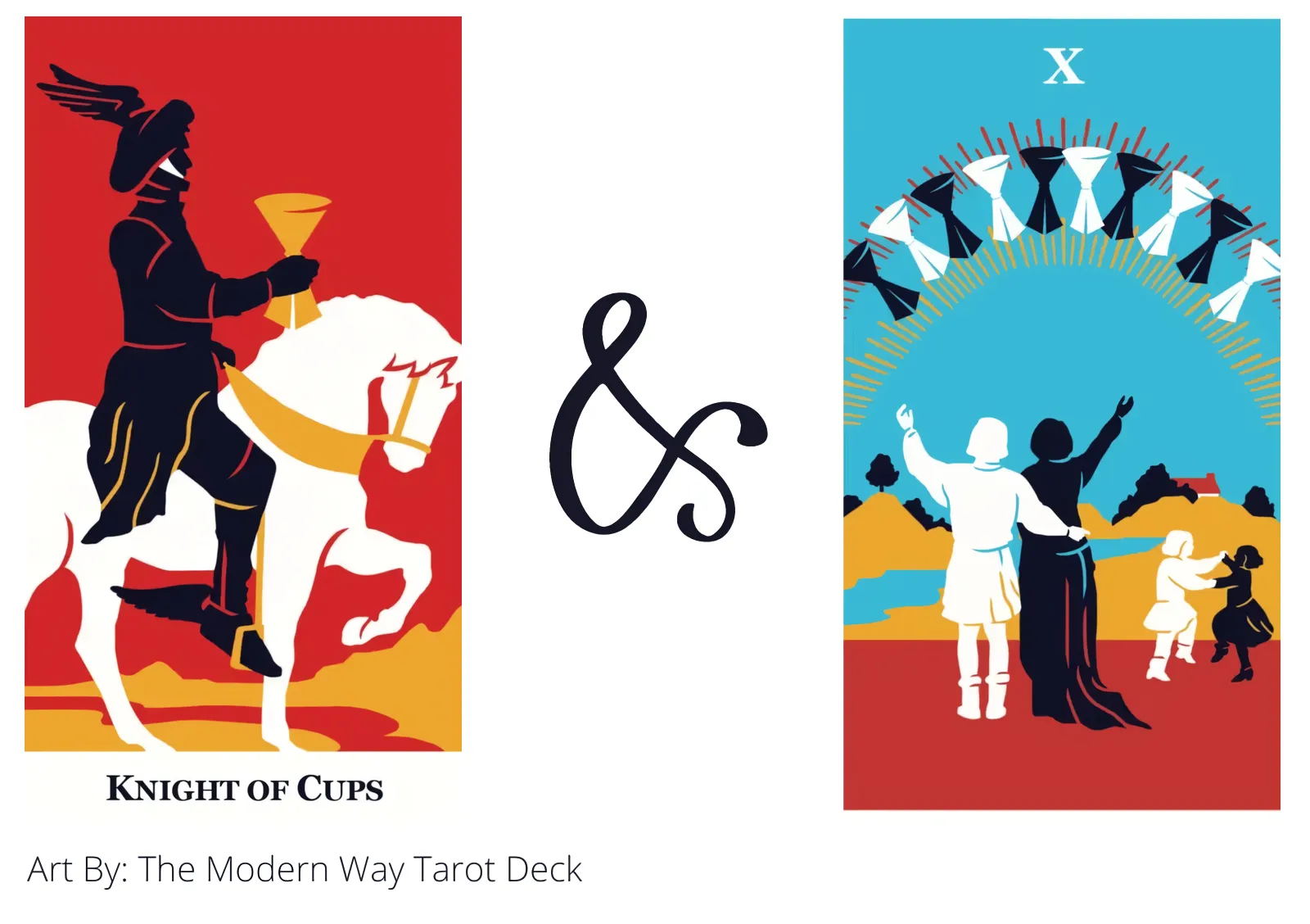 knight of cups and ten of cups tarot cards together